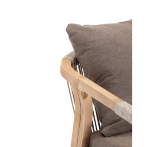 Lot de 2 fauteuils en bois et corde marron
