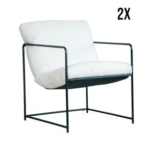 Lot de 2 fauteuils en tissu blanc 61x67h75 cm