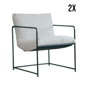 Lot de 2 fauteuils en tissu gris 61x67h75 cm