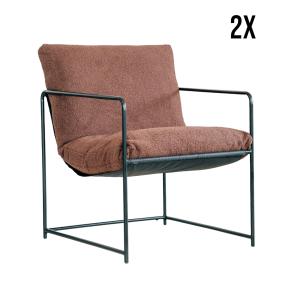 Lot de 2 fauteuils en tissu marron 61x67h75 cm