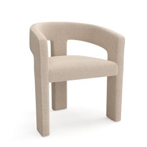 Lot de 2 fauteuils en tissu tramé toucher doux beige foncé