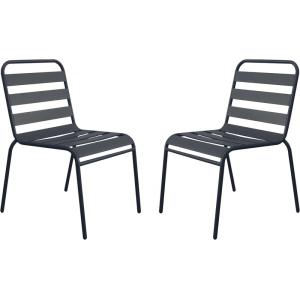 Lot de 2 Fauteuils jardin métal gris 59 x 55 x 84 cm