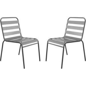 Lot de 2 Fauteuils jardin métal taupe 59 x 55 x 84 cm