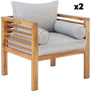 Lot de 2 fauteuils lounge de jardin lasurés jusqu'à 120 kg