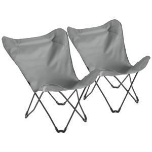 Lot de 2 fauteuils papillon pliables gris