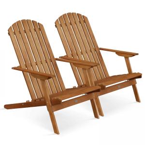 Lot de 2 fauteuils pliant en bois d'eucalyptus