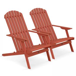 Lot de 2 fauteuils pliant en bois d'eucalyptus terracotta