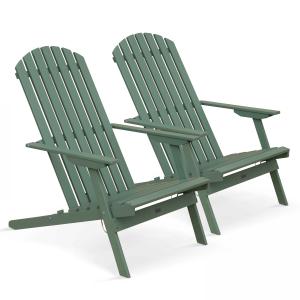 Lot de 2 fauteuils pliant en bois d'eucalyptus vert cactus