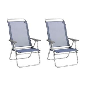 Lot de 2 fauteuils pliants bas ultra-légers en acier bleu