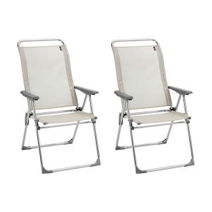 Lot de 2 fauteuils pliants multi-positions en acier beige
