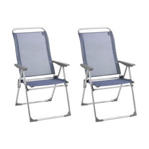 Lot de 2 fauteuils pliants multi-positions en acier bleu