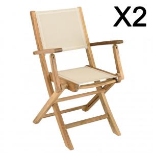 Lot de 2 fauteuils pliants textilène couleur beige