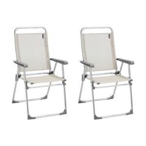 Lot de 2 fauteuils pliants ultra-légers en aluminium beige