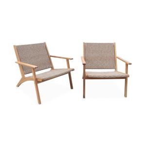 Lot de 2 fauteuils relax effet paillage bois et résine