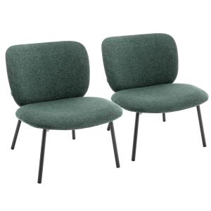 Lot de 2 fauteuils relax en acier et tissu vert foncé