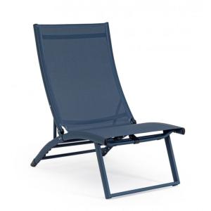 Lot de 2 fauteuils relax en aluminium et textilène bleu mar…