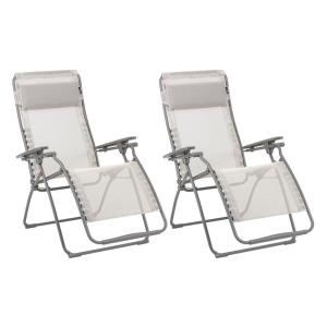 Lot de 2 fauteuils relax zéro gravité en acier beige L88xl7…