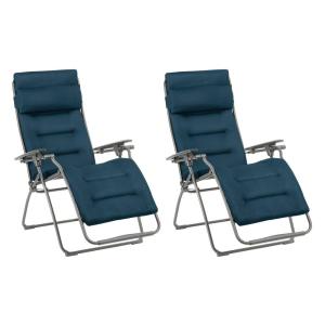 Lot de 2 fauteuils relax zéro gravité en acier bleu L88xl71…