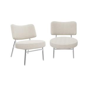 Lot de 2 fauteuils tissu bouclette crème