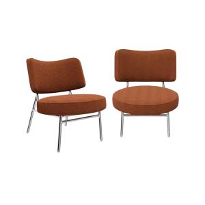 Lot de 2 fauteuils tissu bouclette terracotta