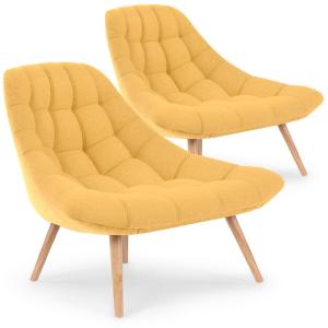 Lot de 2 fauteuils tissu jaune