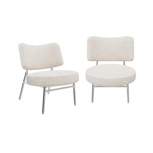 Lot de 2 fauteuils velours côtelé écru