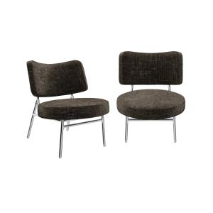 Lot de 2 fauteuils velours tramé brun expresso