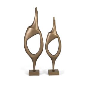 Lot de 2 figurines décoratives en aluminium avec finition b…