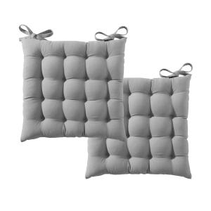 Lot de 2 galettes de chaise 40x40 gris en coton