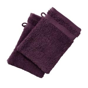 Lot de 2 gant de toilette 15x21 violet aubergine en coton 5…