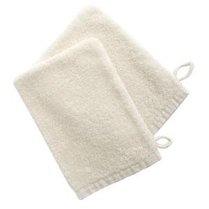 Lot de 2 gants de toilette 15x20 blanc écru en coton 480 g/…