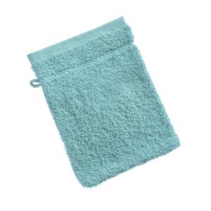 Lot de 2 gants de toilette 15x20 bleu aqua en coton