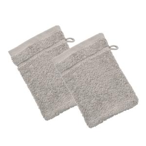 Lot de 2 gants de toilette 15x20 gris galet en coton