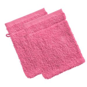 Lot de 2 gants de toilette 15x20 rose en coton