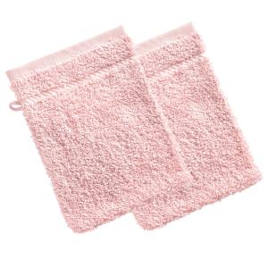 Lot de 2 gants de toilette 15x20 rose poudré en coton