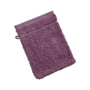 Lot de 2 gants de toilette 15x20 violet prune en coton