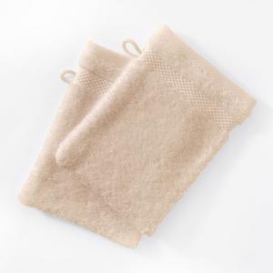 Lot de 2 gants de toilette 15x21 beige sable en coton 500 g…