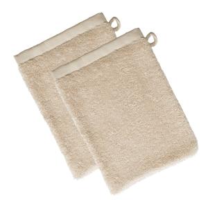 Lot de 2 gants de toilette 15x21 beuge sable en coton 480 g…