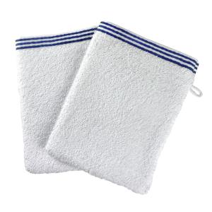 Lot de 2 gants de toilette 15x21 blanc en coton 450 g/m²