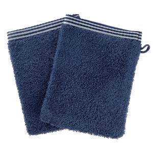 Lot de 2 gants de toilette 15x21 bleu marine en coton 450 g…