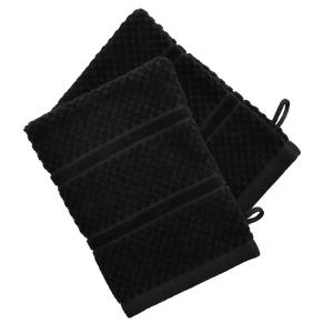 Lot de 2 gants de toilette 15x21 noir en coton 500g/m^2