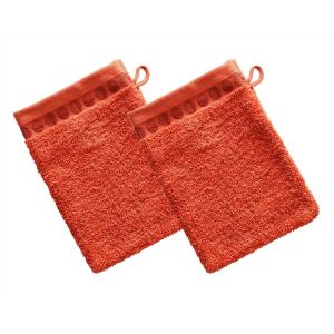 Lot de 2 gants de toilette 15x21 orange terracotta en coton…