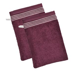 Lot de 2 gants de toilette 15x21 violet en coton 450g/m²