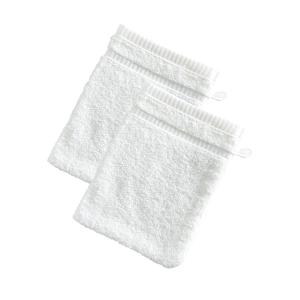 Lot de 2 gants de toilette blanc 15x21 en coton