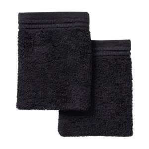 Lot de 2 gants de toilette coton uni  16x21 cm Noir