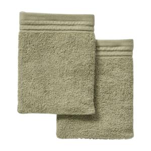 Lot de 2 gants de toilette coton uni  16x21 cm Vert