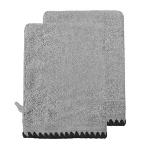 Lot de 2 gants de toilette point cavalier 500 gris perle 16…
