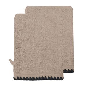 Lot de 2 gants de toilette point cavalier 500 sable 16x21 cm