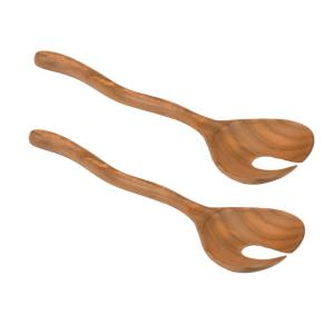 Lot de 2 grandes cuillères couverts à salade en bois de tec…