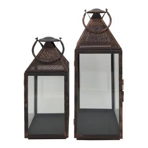 Lot de 2 grandes lanternes marron bronze